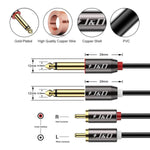 1/4 To Rca Cable, Gold Plated Copper Shell Heavy Duty 2X6.35Mm Ts To Dual Rca Stereo Audio Interconnect Cord For Av Receivers, Speakers, Home Audio Systems, Amplifiers, 3 Feet