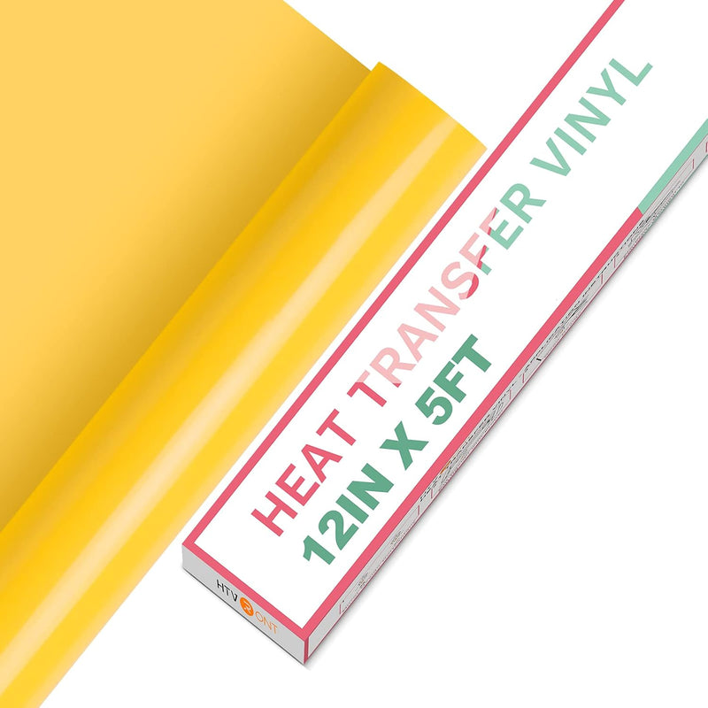 Htv Vinyl Rolls Heat Transfer Vinyl - 12" X 5Ft Yellow Htv Vinyl For Shirts, I