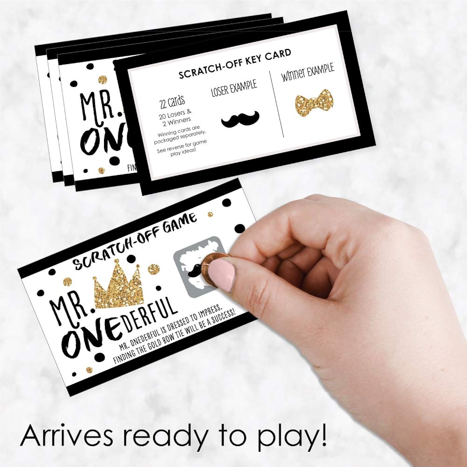 Big Dot of Happiness 1st Birthday Little Mr. Onederful - Boy First Birthday Party Game Scratch Off Cards - 22 Count