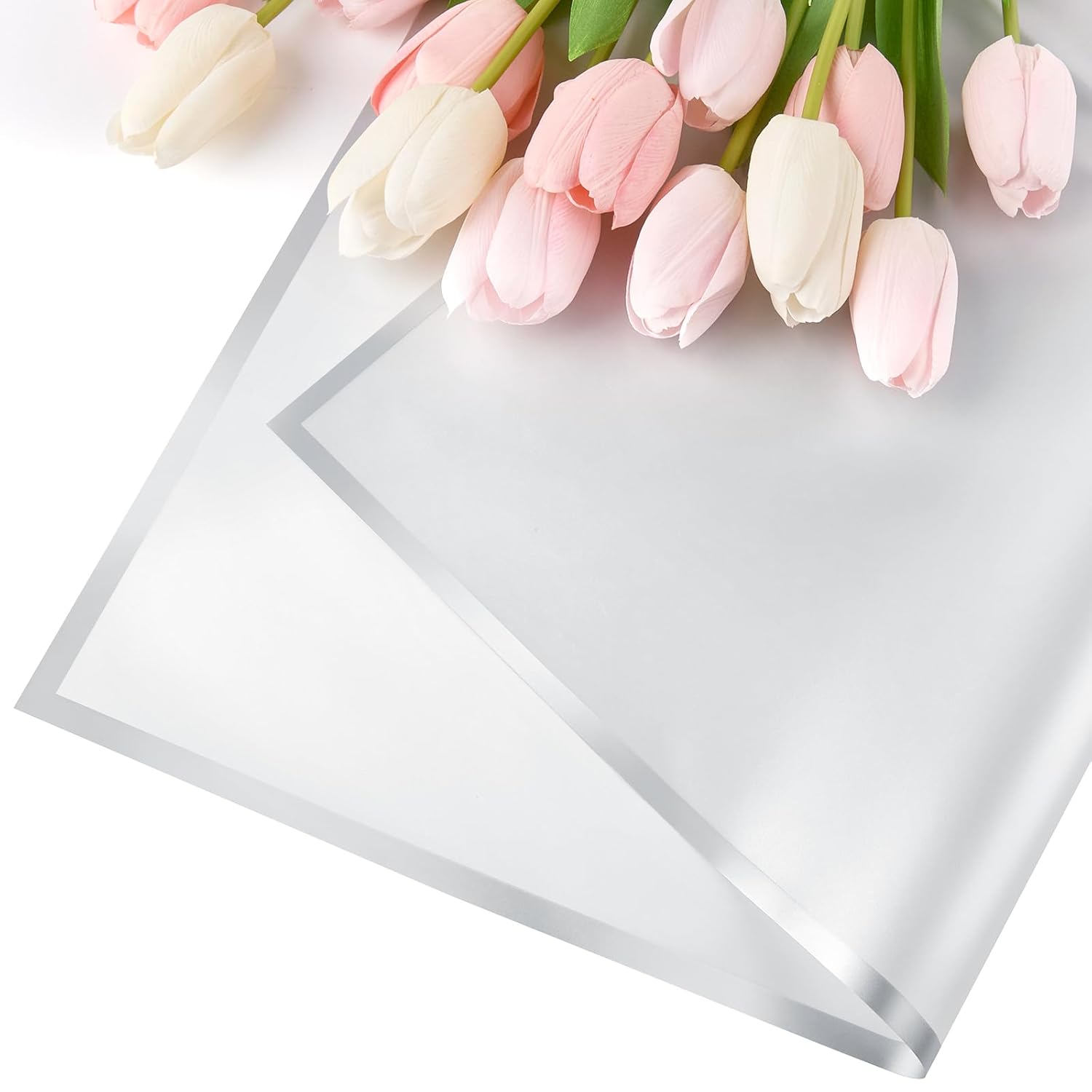 20 Sheets Silver Flower Wrapping Paper, Waterproof Translucent Korean Floral Paper For Flower Bouquet Wraps Gift Packaging Florist Supplies (22.8 X 22.8 Inch)