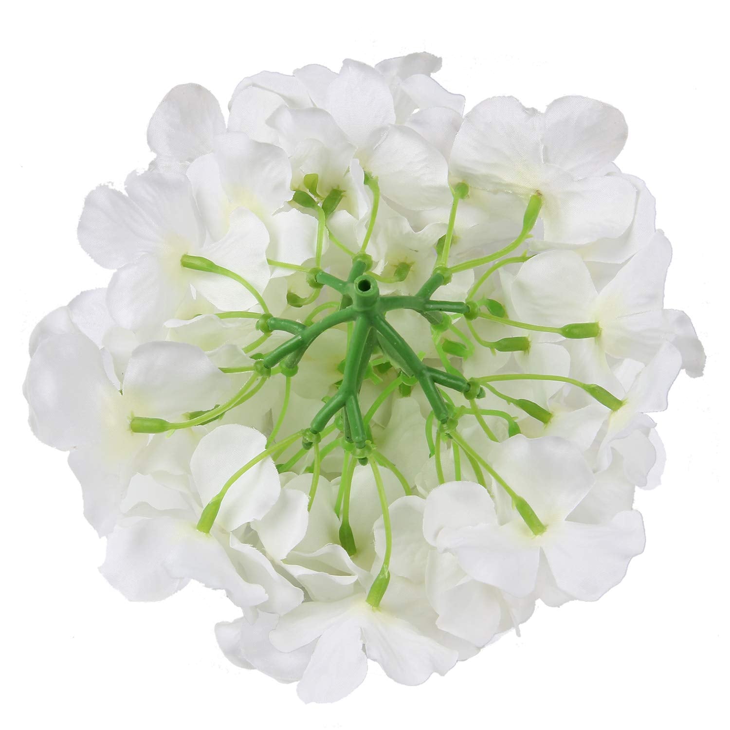 Silk Hydrangea Heads Artificial Flowers Heads With Stems For Home Wedding Decor,Pack Of 10 (White)