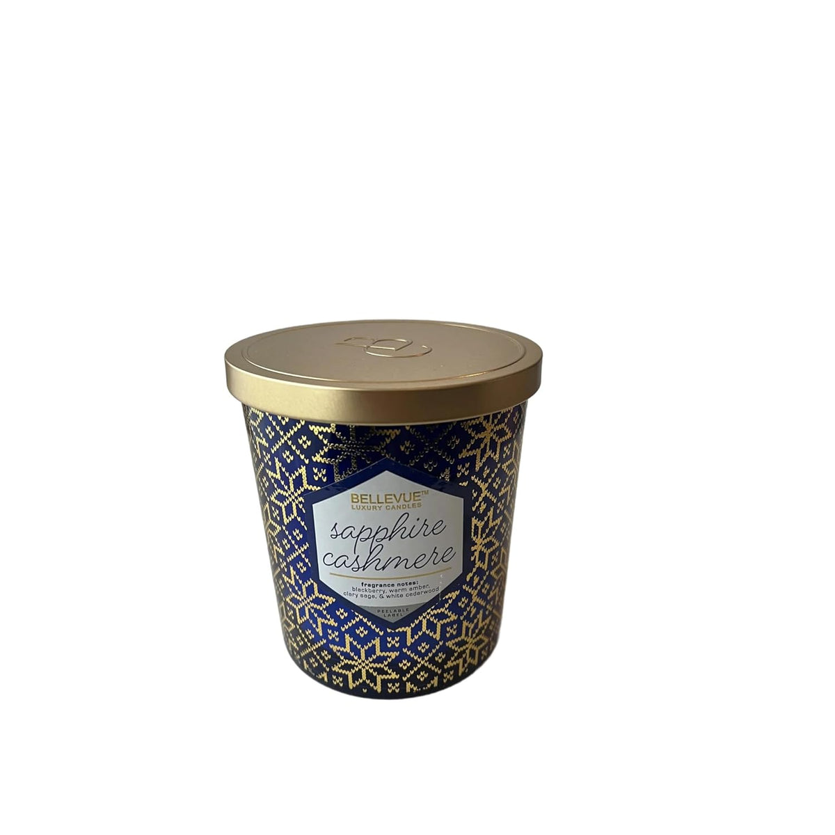Bellevue Luxury Candles, 12 Oz Fragranced Candle, Soy Blend Wax, Essential Oils, Long-Lasting Burn, Home Fragrances, Aromatherapy Home Scented Candles Scent Sapphire Cashmere