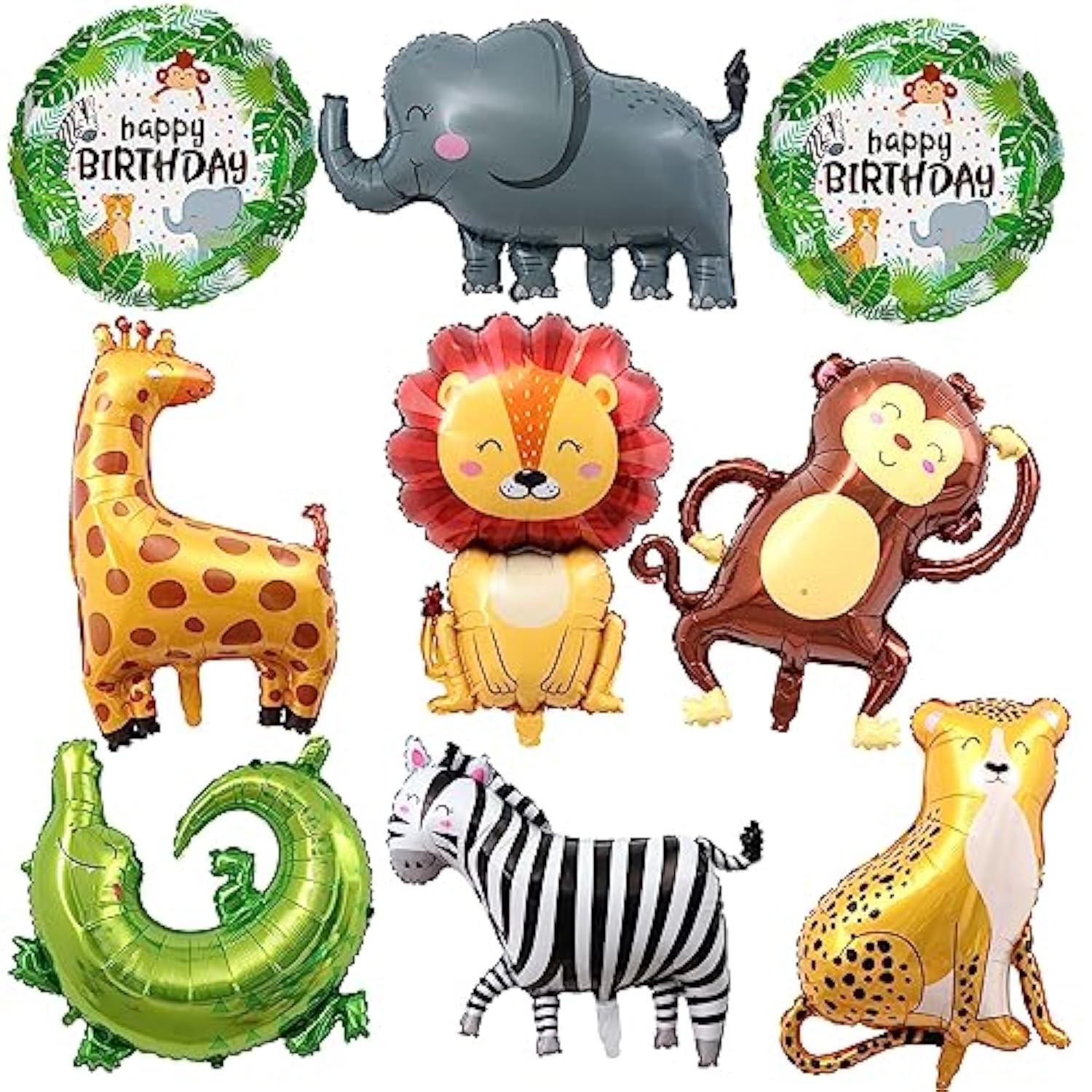 9Pcs Safari Jungle Animal Balloons, Wild One Party Decor with Elephant, Monkey & More