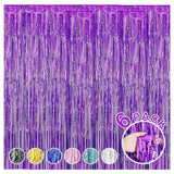 6-Pack Purple Foil Fringe Curtains 3.28x8.2 ft for Party and Photo Booth Decor