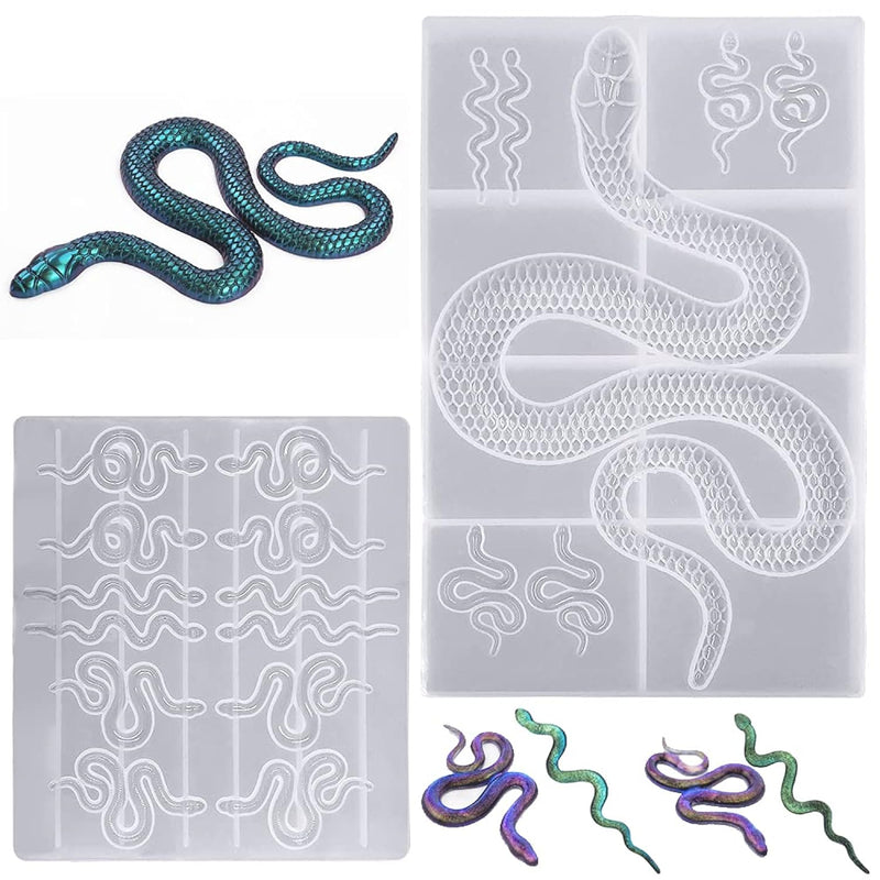 2 Pcs Snake Epoxy Resin Mould, Earring Silicone Mould Serpent Shape Ca