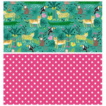 Reversible Jungle Wrapping Paper - Mini Roll - 17 Inch X 33 Feet - Tigers In The Jungle Wild One Birthday Wrapping Paper For Kids Girls Birthday, Baby Shower