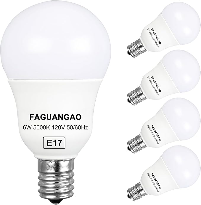 E17 LED G14 Globe Bulbs 6W 60W Equivalent 5000K Daylight 600LM 4 Pack