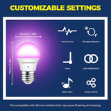 E26 Smart Light Bulbs 6 Pack G16.5 A15 RGBCW WiFi Color Changing Alexa Google Smart Bulb 50W Equivalent