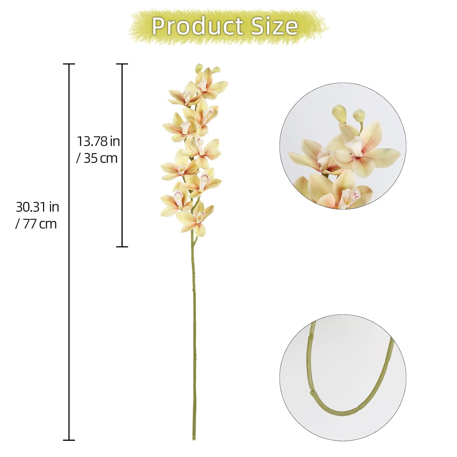 5 Pcs Real Touch Faux Orchid Champagne Orchid Artificial Flowers With Long Stem For Wedding Party Centerpiece Bridal Bouquet Diy Home Living Room Decoration