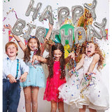 Silver Happy Birthday Balloons Banner,16 Inch Mylar Foil Letters Sign,Reusable Balloons For Women, Men, Boys & Girls Birthday Decorations Party Supplies
