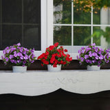 Artificial Plants Outdoor,4Pcs 7Branches Fake Impatiens Artificial Flowers For Outdoors,Faux Plants For Patio Lawn Balcony Garden Window Box Home Decor