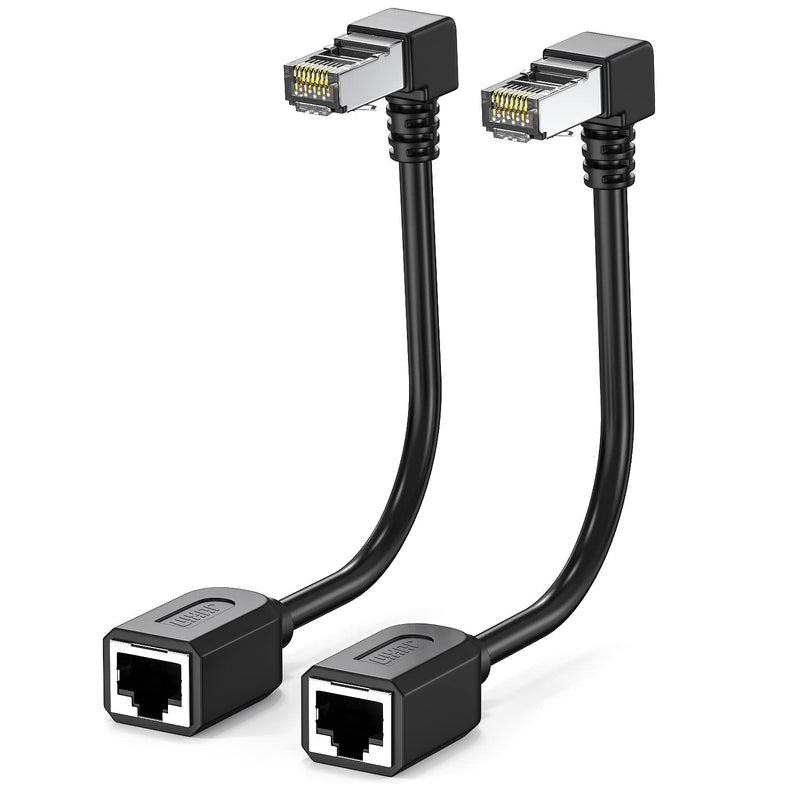 2Pack Cat6 Extension Cable 90 Degree,Cat6 Ethernet Extender Right Angle Upward