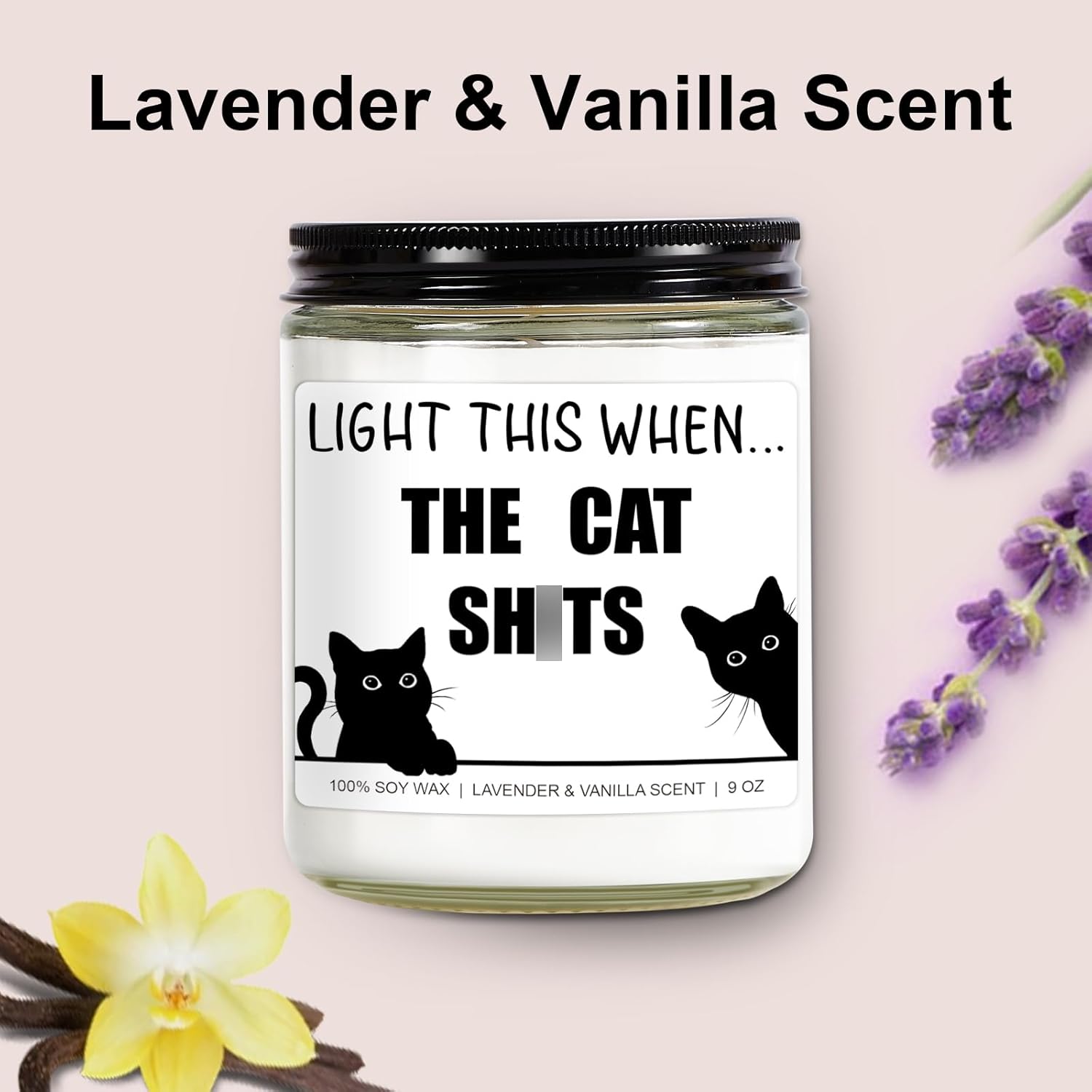 Candle, Cat Lover Gifts For Women, Men - Funny Valentines Day, Birthday Gifts For Cat Lovers, Mom, Dad, Lady, Girls, Boys, Teens, Parents, Owners - Black Cat Themed Presents & Stuff - 9 Oz