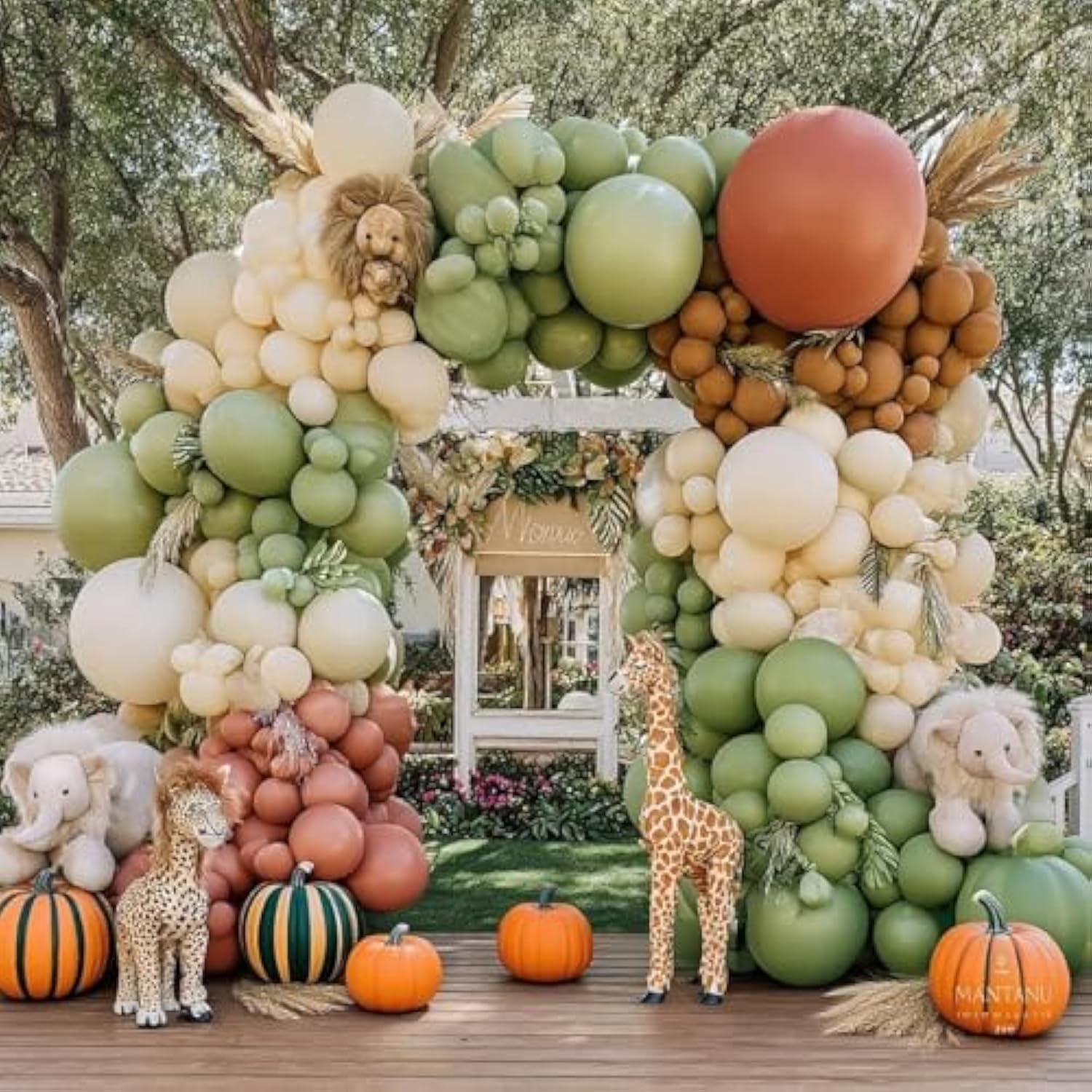 Brown & Green Balloon Arch Kit: Woodland Baby Shower Decor