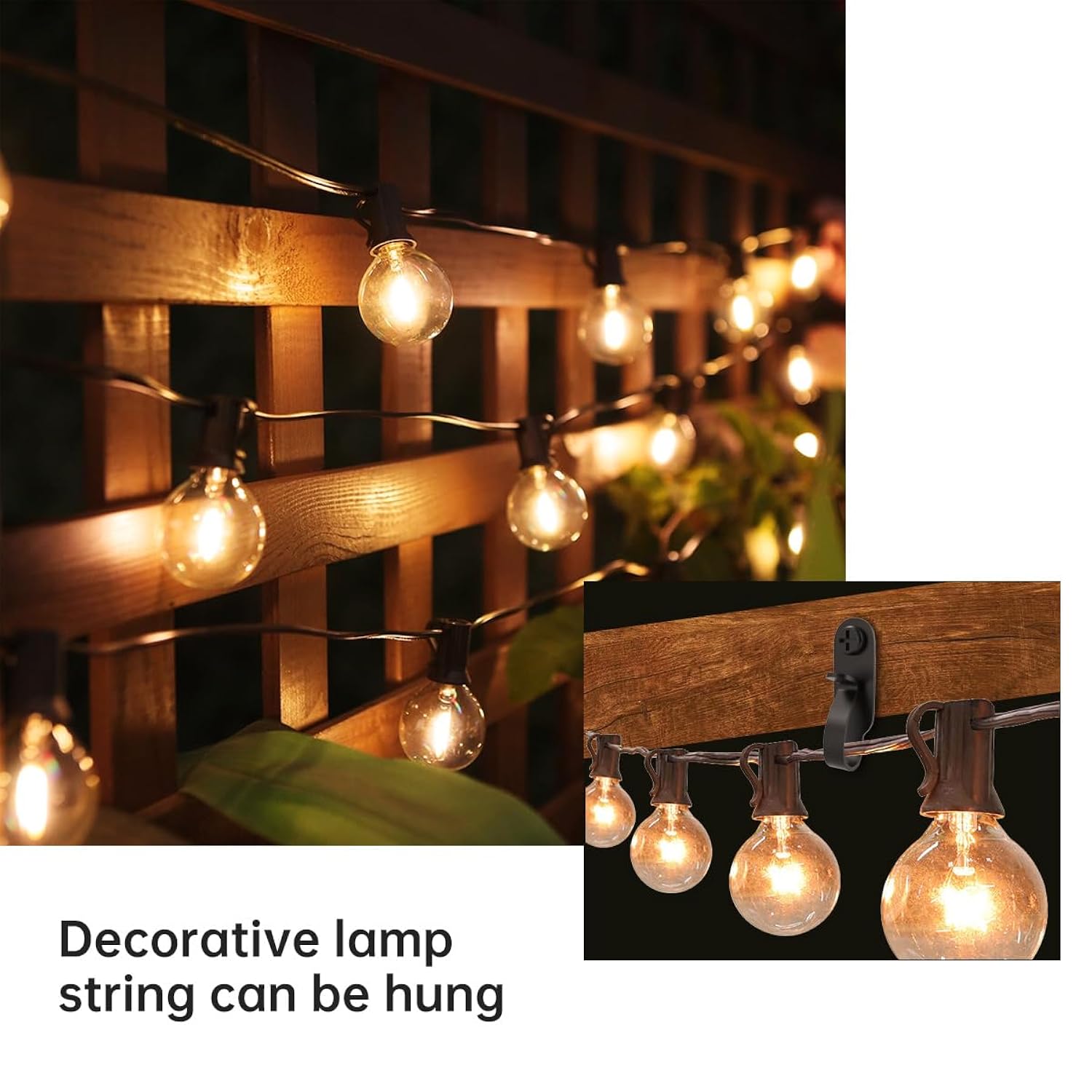 Light Hanger Hooks,Screw Hooks For Hanging Christmas Light,Light Wire And Led Fairy Led Light Clips,Stainless Steel,Black,40 Pack