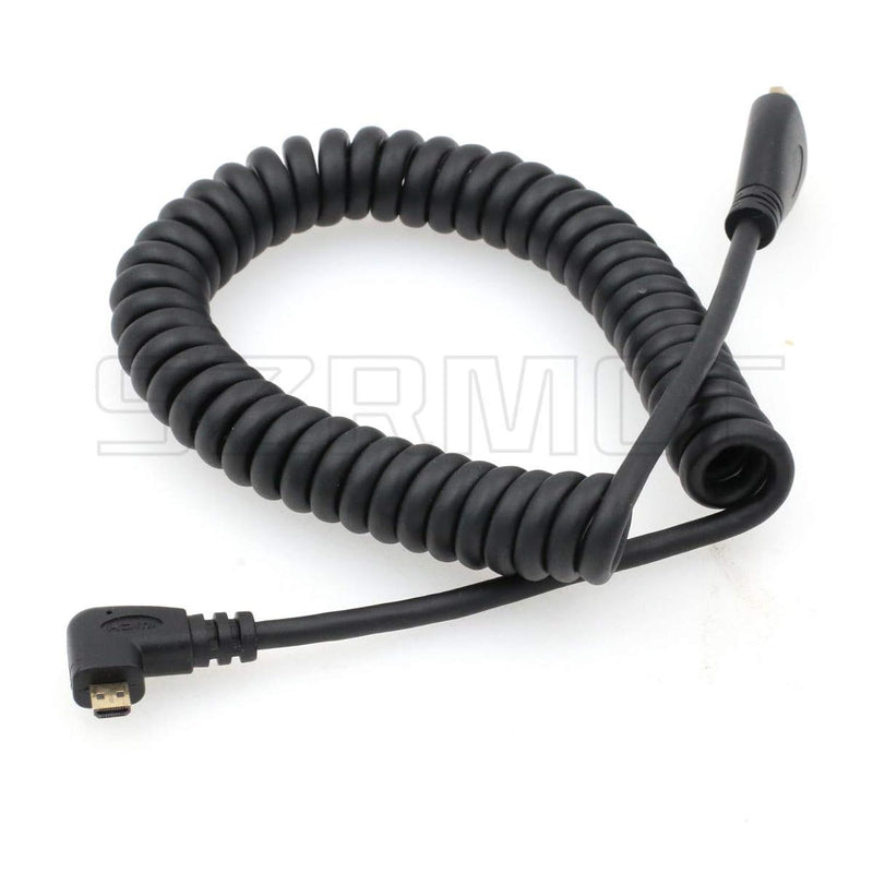 Left Angled Micro Hdmi To Hdmi High Speed Coiled Cable For Tablet Canon Sony D