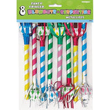 8-Piece 9.5-Inch Multicolor Metallic Stripe Party Blowouts for Kids