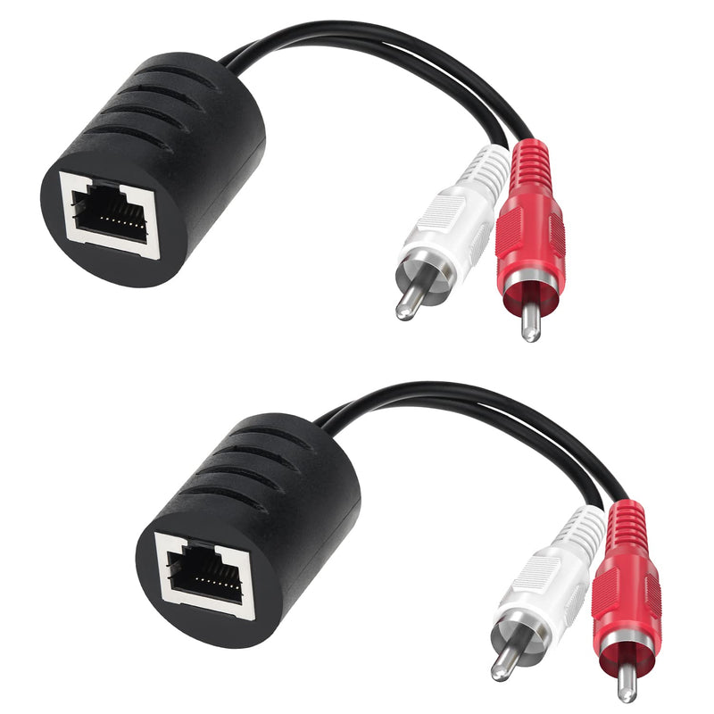 Audio Balun, 2-Pack Stereo Rca To Stereo Rca Audio Extender Over Cat5 / Cat6 U