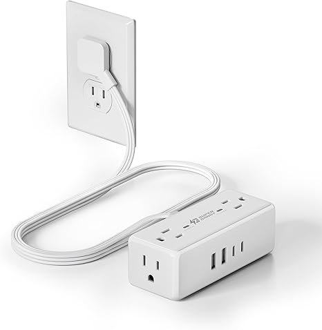 Surge Protector Power Strip 4 Outlets 4 USB Ports 2 USB C 3FT Flat Plug Extension Cord