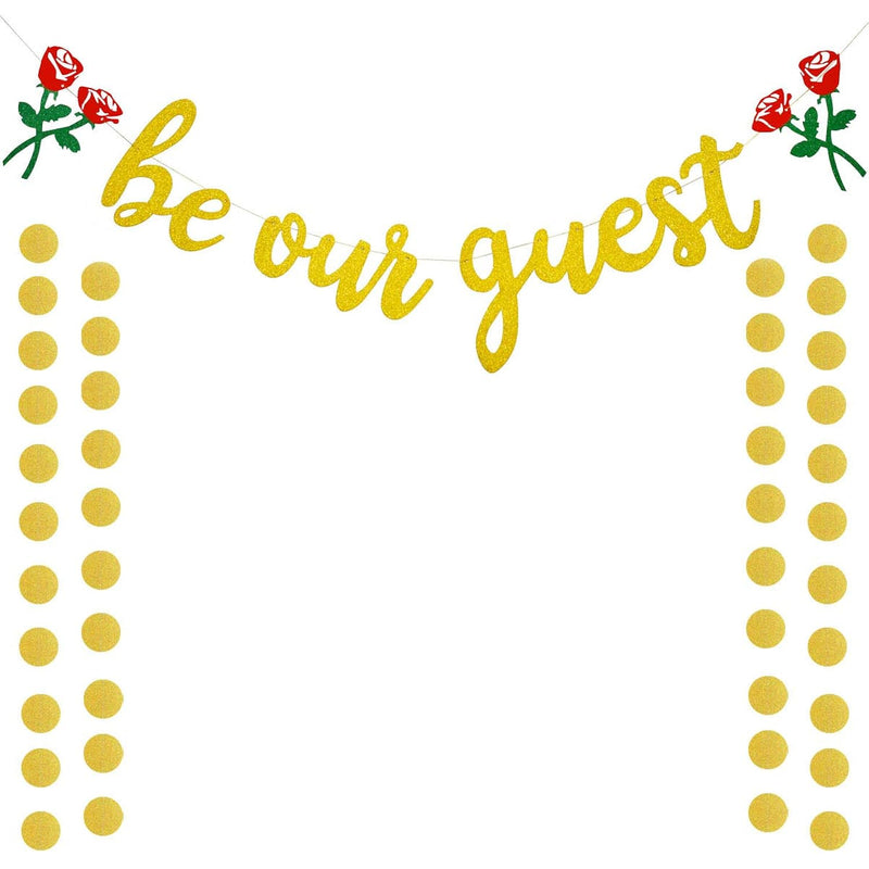 Be Our Guest Gold Sign Banner, Reception Banner For Beauty And The Bea