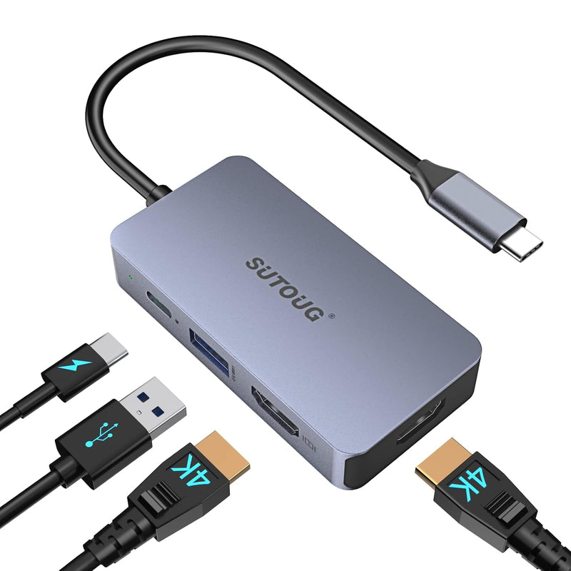 Usb C Hub, Docking Station, 4-In-1 Usb C Adapter With Dual 4K Hdmi Ports, 100W