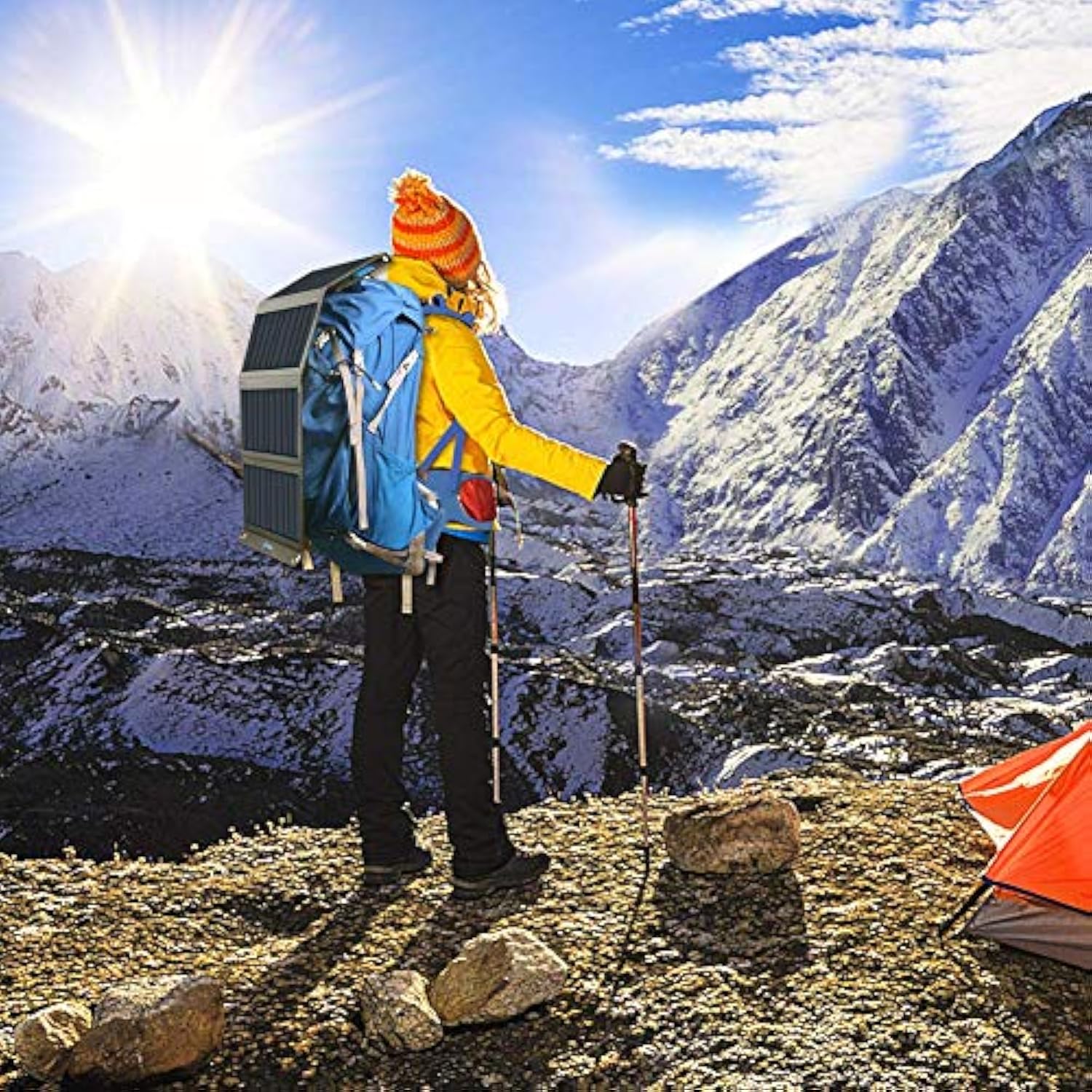 [Upgraded] 3 Usb Ports 28W Solar Charger(5V/4.8A Max), Portable Foldable Solar Panel For Camping, Ip44 Waterproof, Compatible With Iphone 11/Xs/Xs Max/Xr/X/8/7, Ipad, Samsung Galaxy Lg Etc.