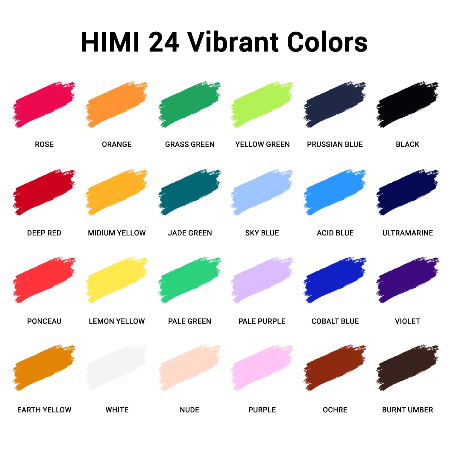 Himi Gouache Paint Set, 24 Colors X 30Ml Unique Jelly Cup Design With 3 Paint Brushes And A Palette In A Carrying Case, Non-Toxic Gouache Paint Perfect For Artists, Students(Green)