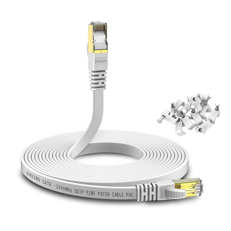 Cat 8 Ethernet Cable 30Ft Cat8 Flat Internet Lan Cable 40Gbps 2000Mhz High Spe