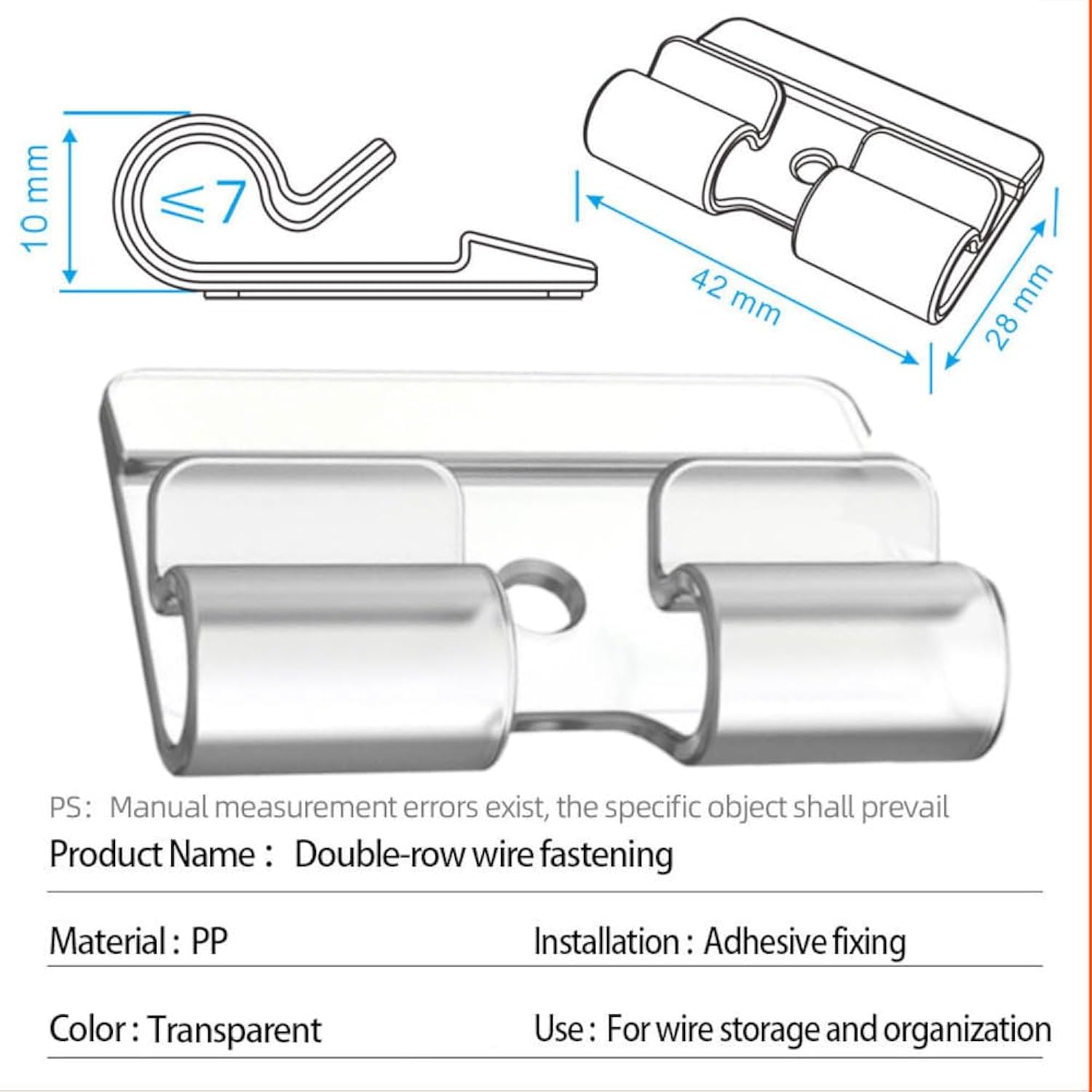 Nadashop Awg3 (7Mm) Outdoor Clear Light Clips, 25Pcs Lights Hooks, Brick Clips, Pegs For String, Outside Hangers, Garland Straps, Double Cable Clamps, Transparent Sticky Clasps, Christmas Light Clips