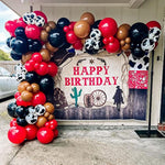 157Pcs First Rodeo Balloon Garland Arch Kit - First Rodeo Party Decorations Backdrop With Black Red Khaki Cow Printed Balloon For Cowboy Themed Party Baby Shower Farm Birthday Party Decorations