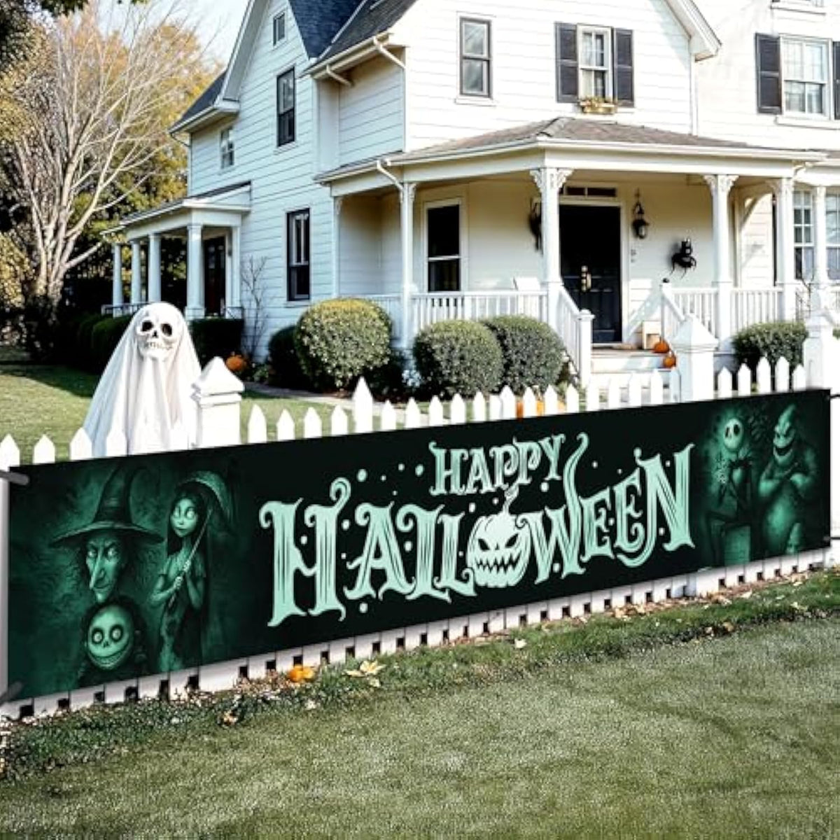 Happy Halloween Outdoor Banner: Spooky Yard Decor 120x20 Inch