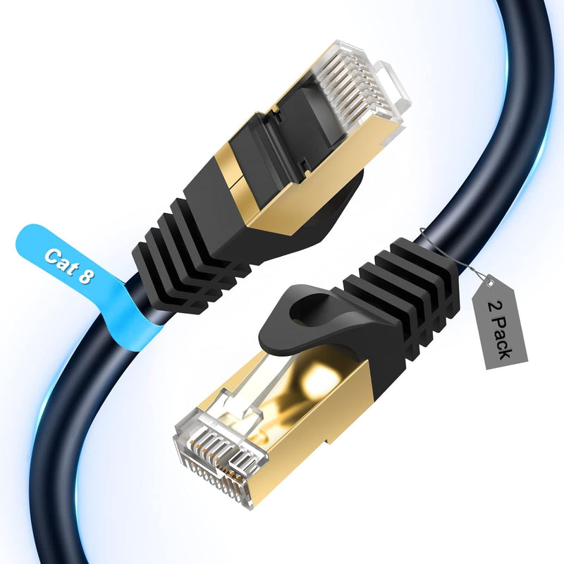 Cat 8 Ethernet Cable 6 Ft(2 Pack), 26Awg Latest 40Gbps 2000Mhz Sftp Patch Cord