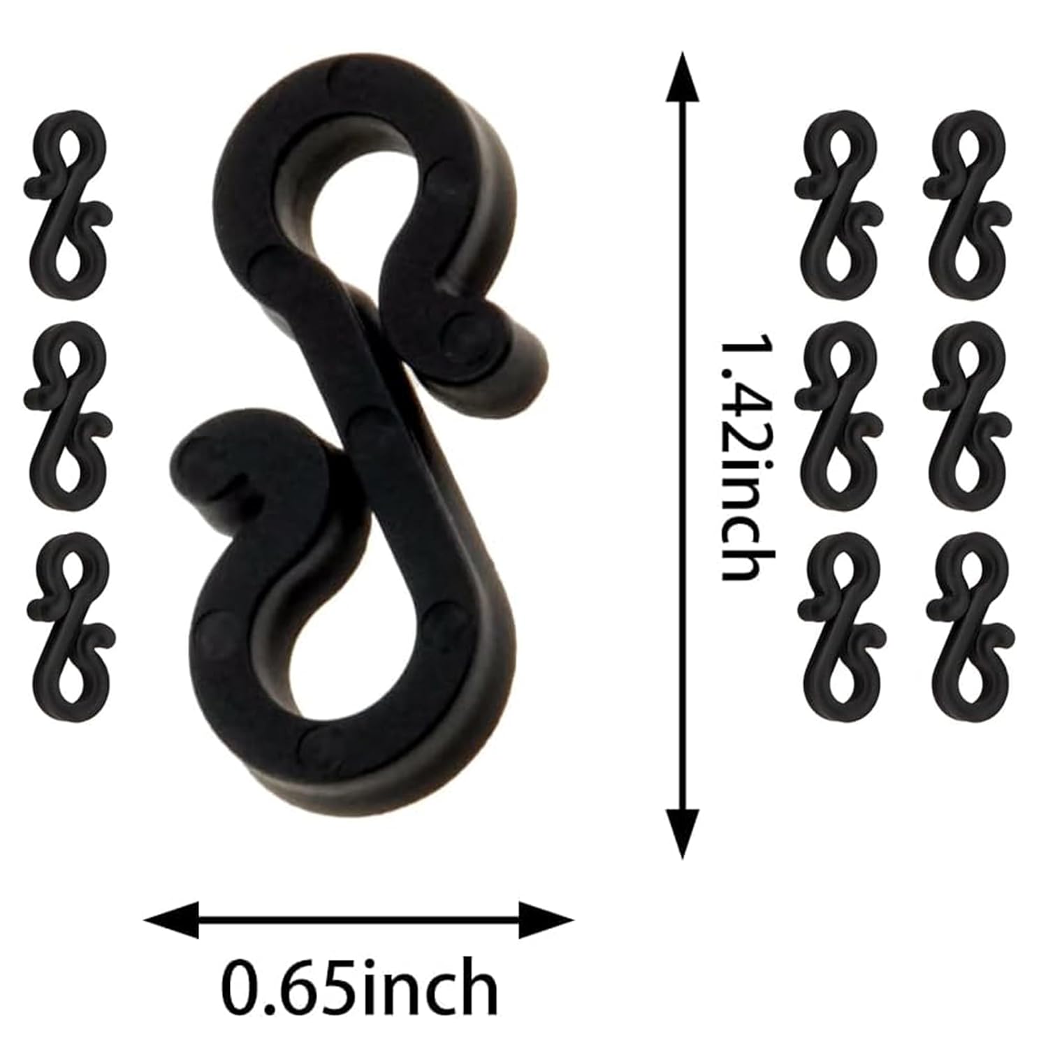 S-Shaped Christmas Light Clips, Black Plastic, 1.42 X 0.65 Inch, Pack Of 21