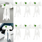 6Pcs Just Married Car Decorations, White Artificial Decorative Flower For Wedding Car Door Handles And Rearview Mirrors