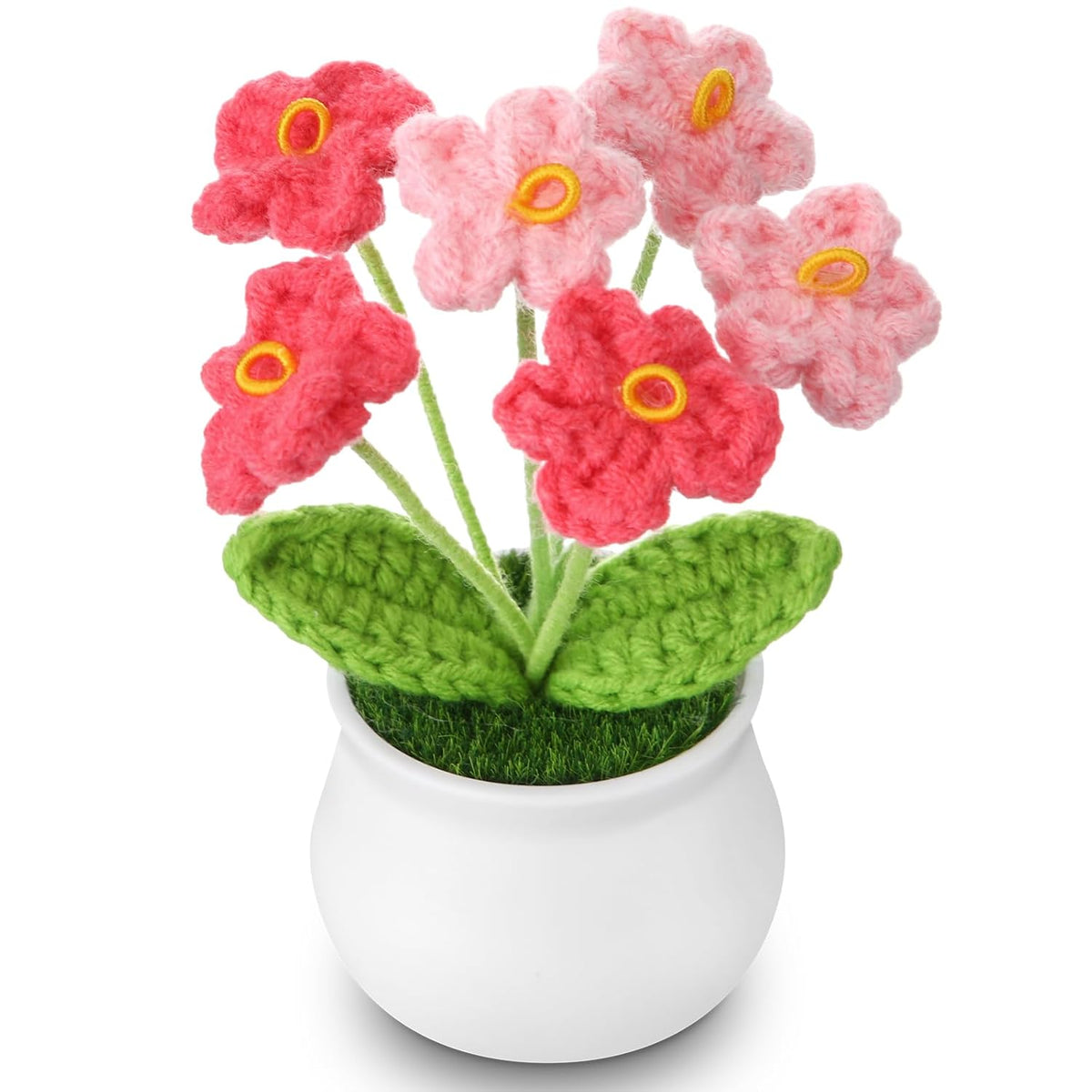 Valentines Day Gifts For Her Women Valentines Day Decorations Emotional Support Crochet Flowers Forget Me Not Bouquet For Desk Decor, Pink