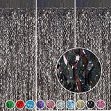 3 Pack Black Foil Fringe Curtains 3.3x6.6ft Sparkle Backdrop for Halloween Party Decor