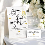 Fun Wedding Bridal Shower Games, Elegant Date Night Game Sign And Cards