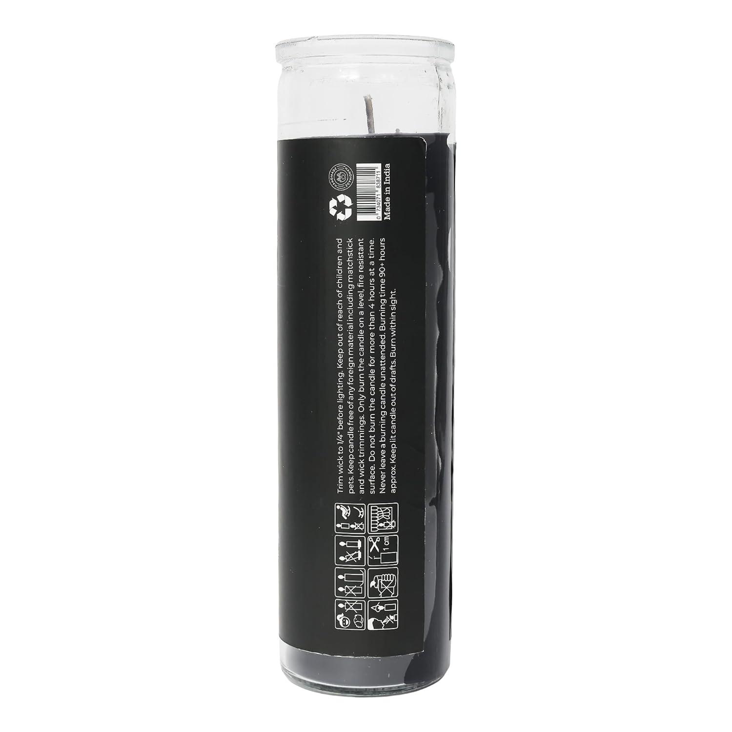 Vrinda Holy Death Santa Muerte 7-Day Glass Prayer Candle, Infused With Essential Oils, Voodoo, Hoodoo, Intention Candle, Magick, Wiccan, Pagan, Manifestation Jar Candle, 300G, Black