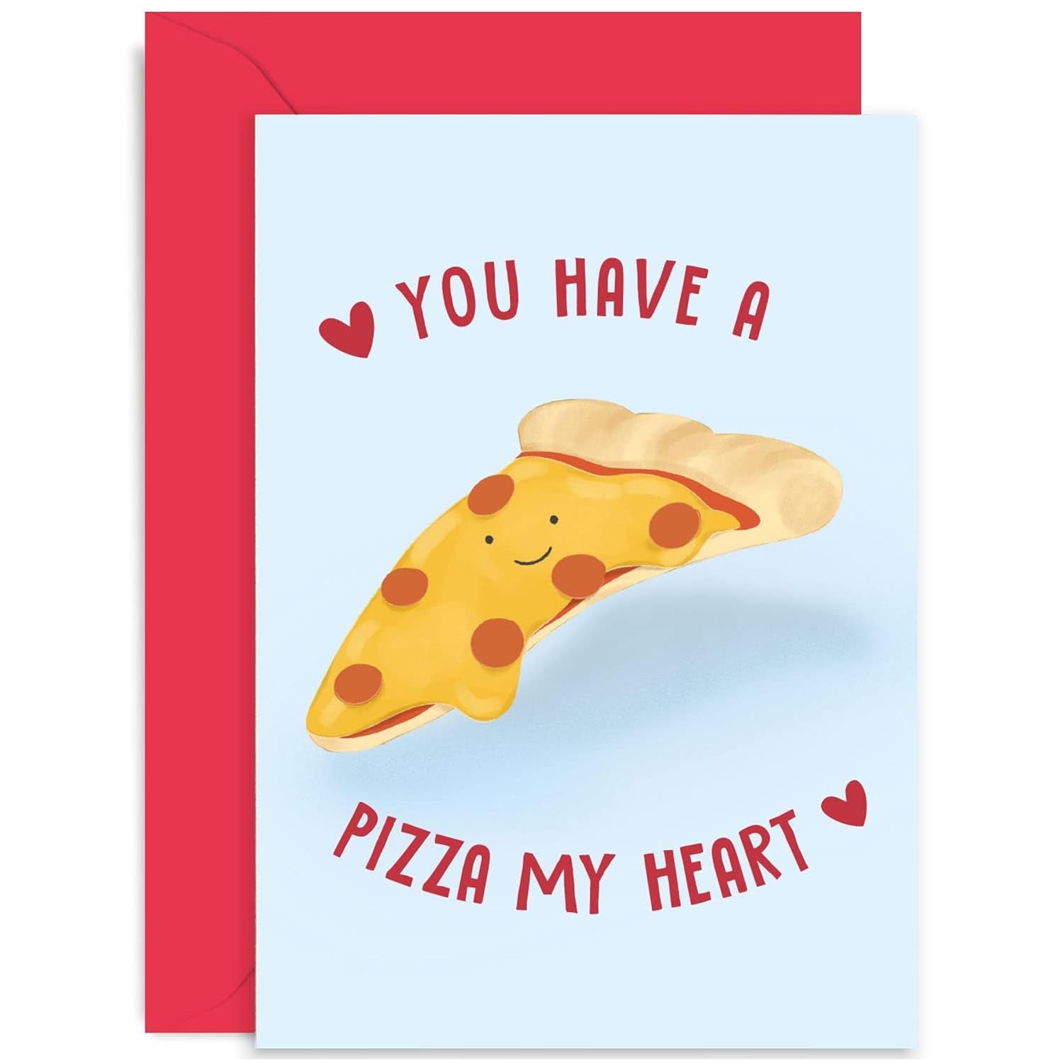 Old English Co. Cute Valentine'S Day Card For Boyfriend Girlfriend - Hilarious 'You Have A Pizza My Heart' Funny Wedding Anniversary Card For Husband Wife - For Men Women | Blank Inside With Envelope