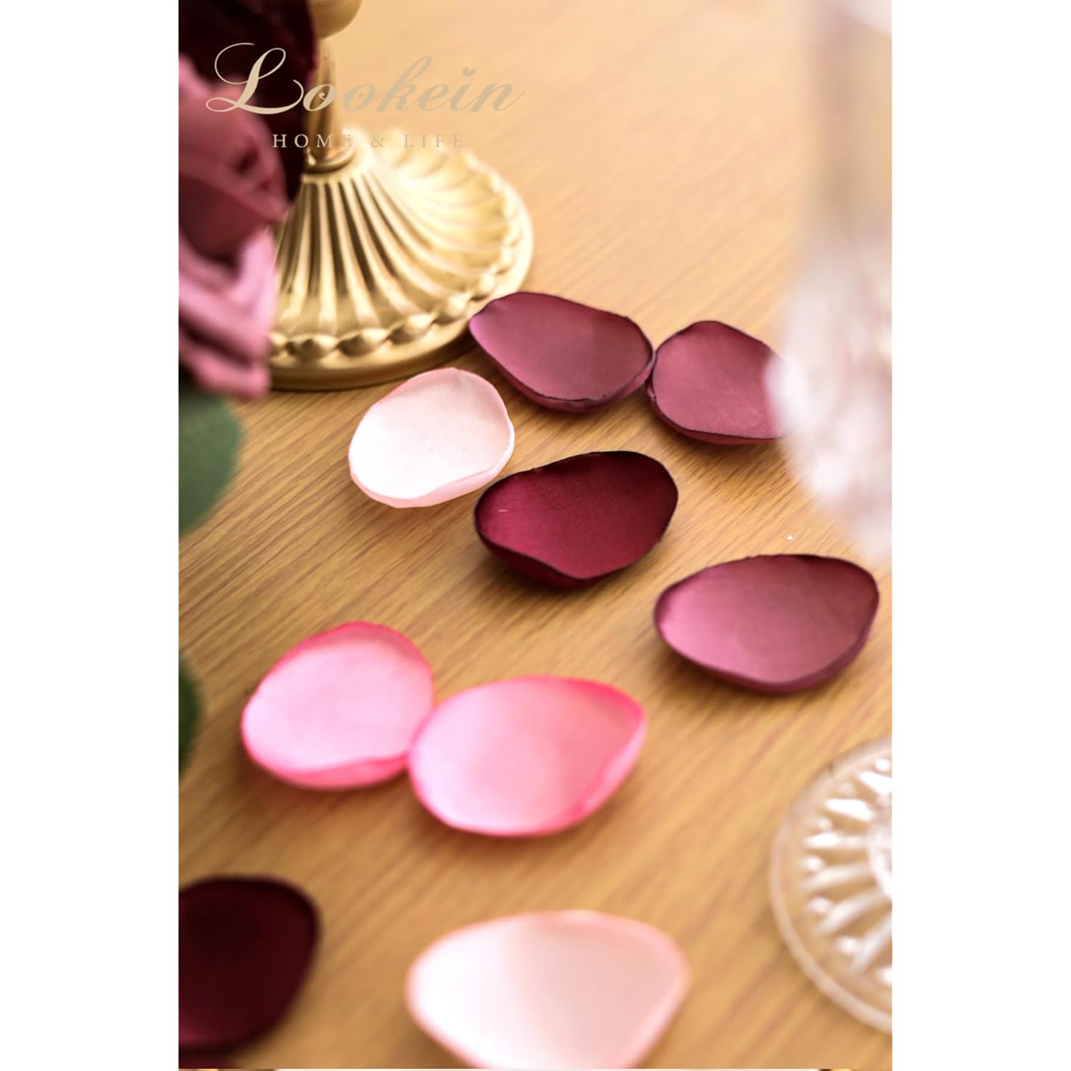 300Pcs Rose Petals Satin Flower Petals For Wedding Flower Girl Basket Table Centerpieces Aisle Runner Party Confetti Bridal Shower Dinner Wedding Decoration, Elegant Burgundy
