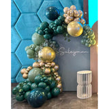 Green And Gold Balloon Arch Kit, Dark Emerald Green Hunter Forest Sage Green Metallic Gold Balloon Garland Kit, 18 12 10 5 Inch Balloons For Birthday Wedding Jungle Safari Party Decorations