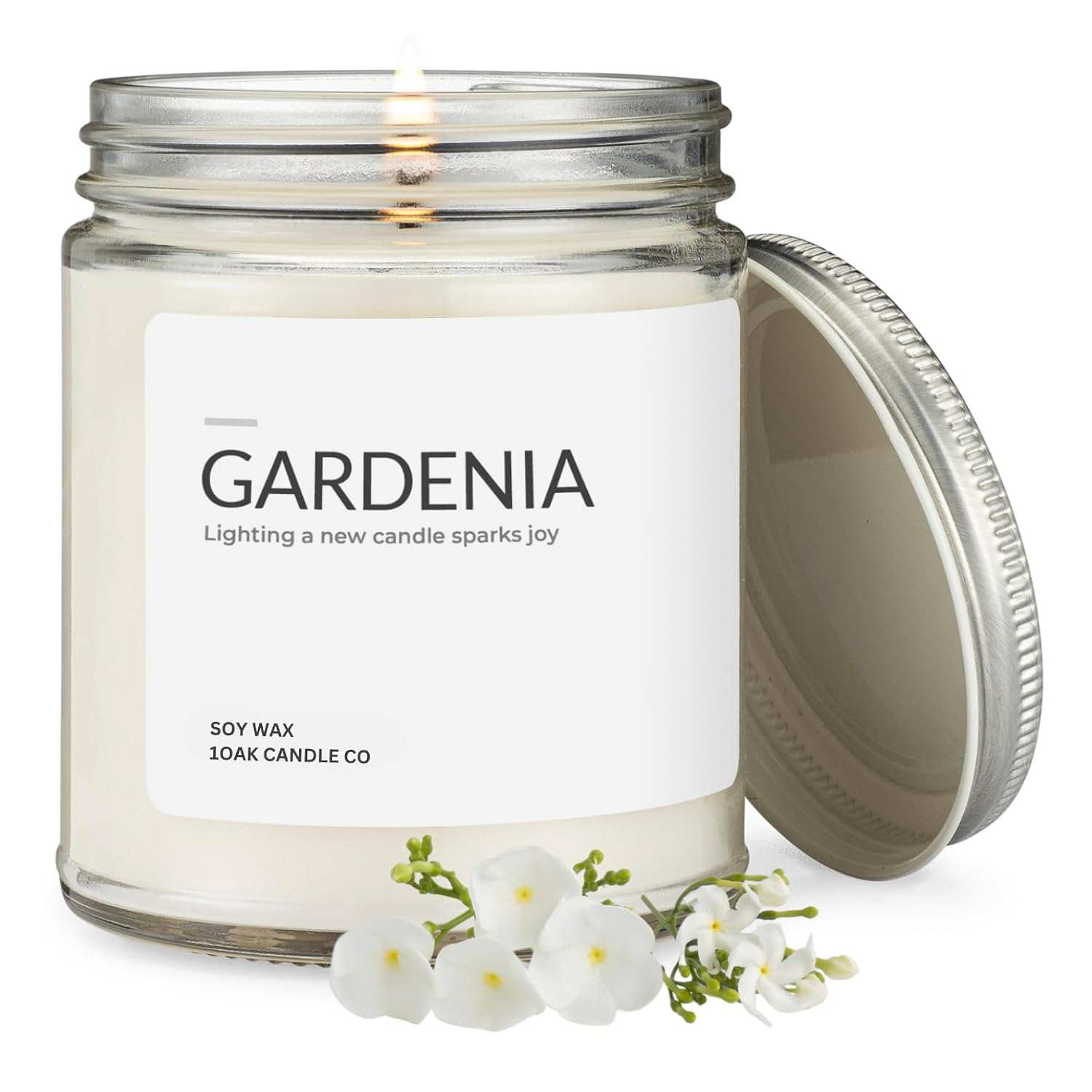 Gardenia Candle - Soy Wax Scented Candles - Long Burning Premium Hand-Poured (7Oz.)