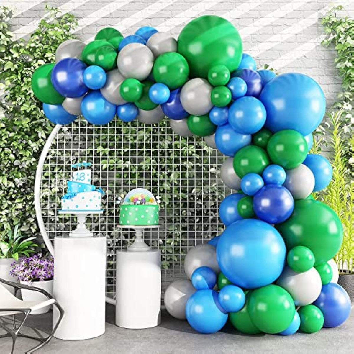 Balloon Garland Kit Blue And Green, Jungle Safari Balloon Garland Arch