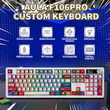 F106 PRO Wireless Mechanical Keyboard,Full Size Gaming Keyboard with Hot Swappable Knob & Screen,Tri-Mode RGB Backlit with 8000mAh for