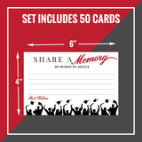 50- Red Graduation Share A Memory Or Advice Cards For The Graduate - Party Games Ideas Activities Supplies Decorations Grad Celebration College, High School, University- Red & Black- Made In The Usa
