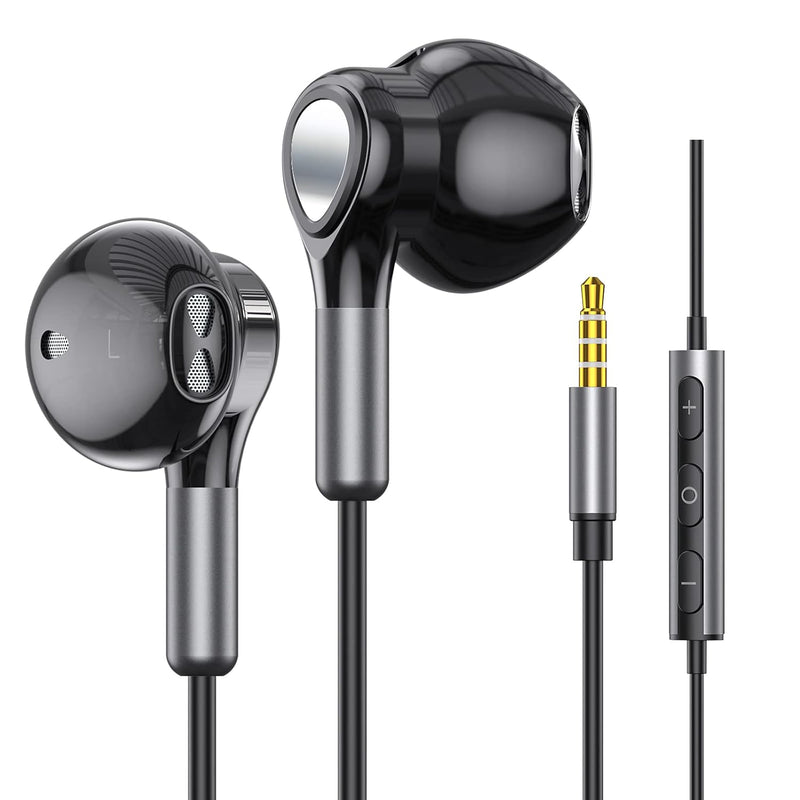 Wired Earbuds Headphones With Microphone, Half In-Ear Headphones With Mic Buil