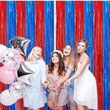 2Pack Red & Blue Foil Fringe Curtains, Tinsel Streamer Backdrops for Party Decor