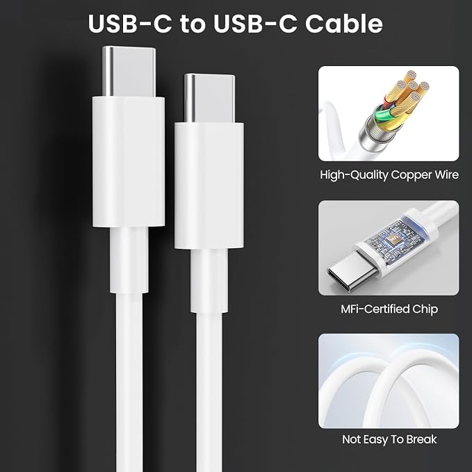 20W USB C Fast Charger with 6.6FT USB C Cable for iPad Pro Air Mini 10th Gen