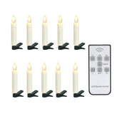 10 Pcs Flameless Led Taper Candles Battery Operated Christmas Tree Candle Lights?Clip On Electric Fake Candles With Remote Timer For Holiday Home Garden Wedding Parties Birthday Decor