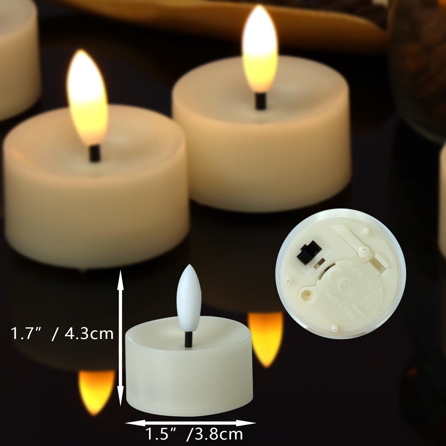 Flameless Led Tea Lights Flickering White Battery Operated, Electric Fake Tealight Candles Long Lasting For Romantic Night Wedding Birthday Party Valentine'S Day Christmas Home Decor 12 Pack